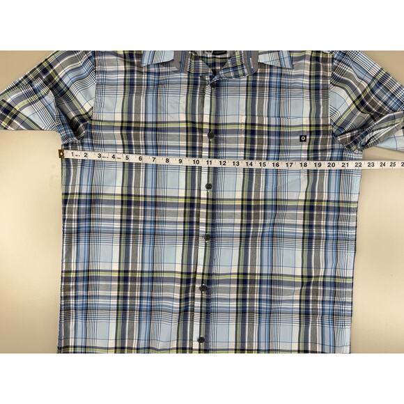 Marmot Plaid Short Sleeve Button Up Shirt Men’s M Blue Green Outdoor Hiking Work - Picture 7 of 14